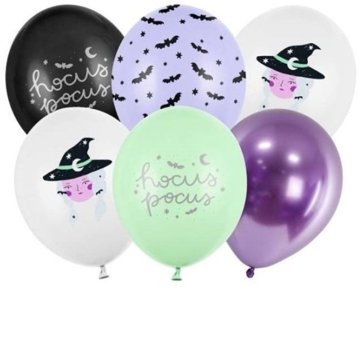 Latexové balóniky – halloween – hocus pocus – čarodejnica – 6 ks – 30 cm