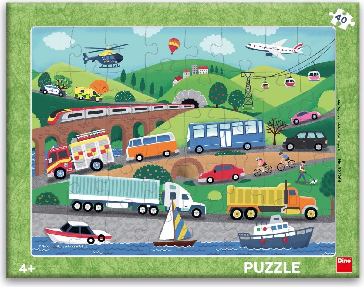 Dino Dopravné prostriedky 40 doskové puzzle