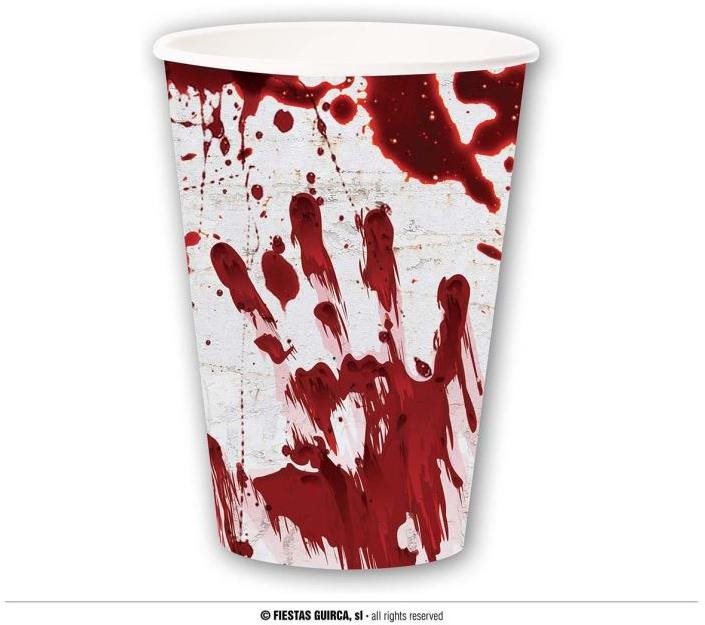 Papierové tégliky – krvavé odtlačky – Halloween – 6 ks