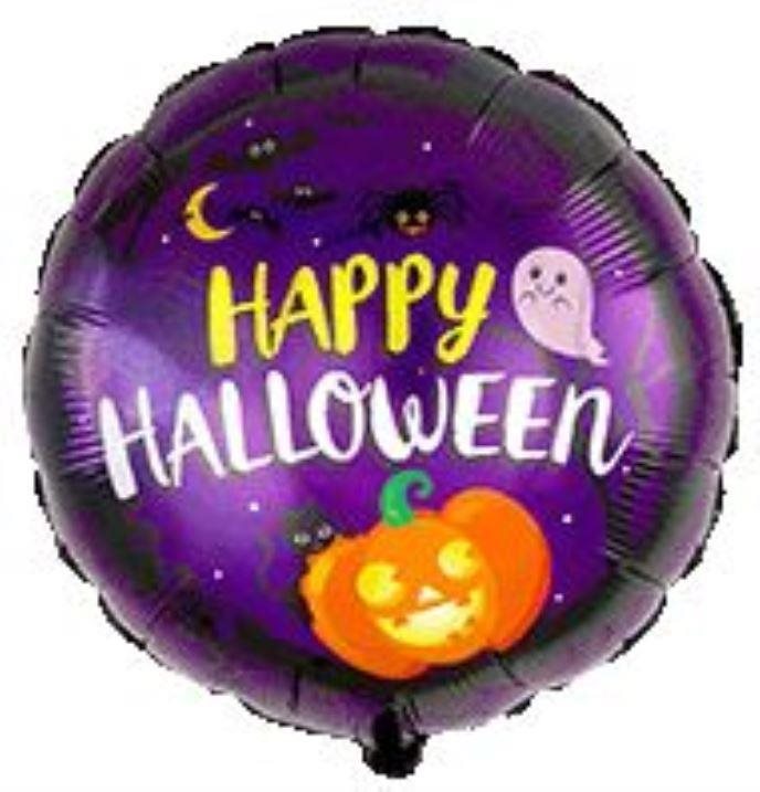 Balónik fóliový – Happy Halloween – okrúhly – 45 cm