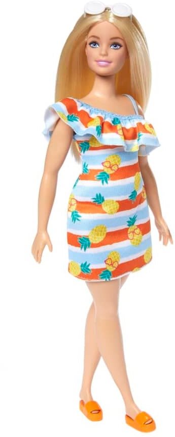 Barbie Love Ocean Bábika – Pruhované Šaty