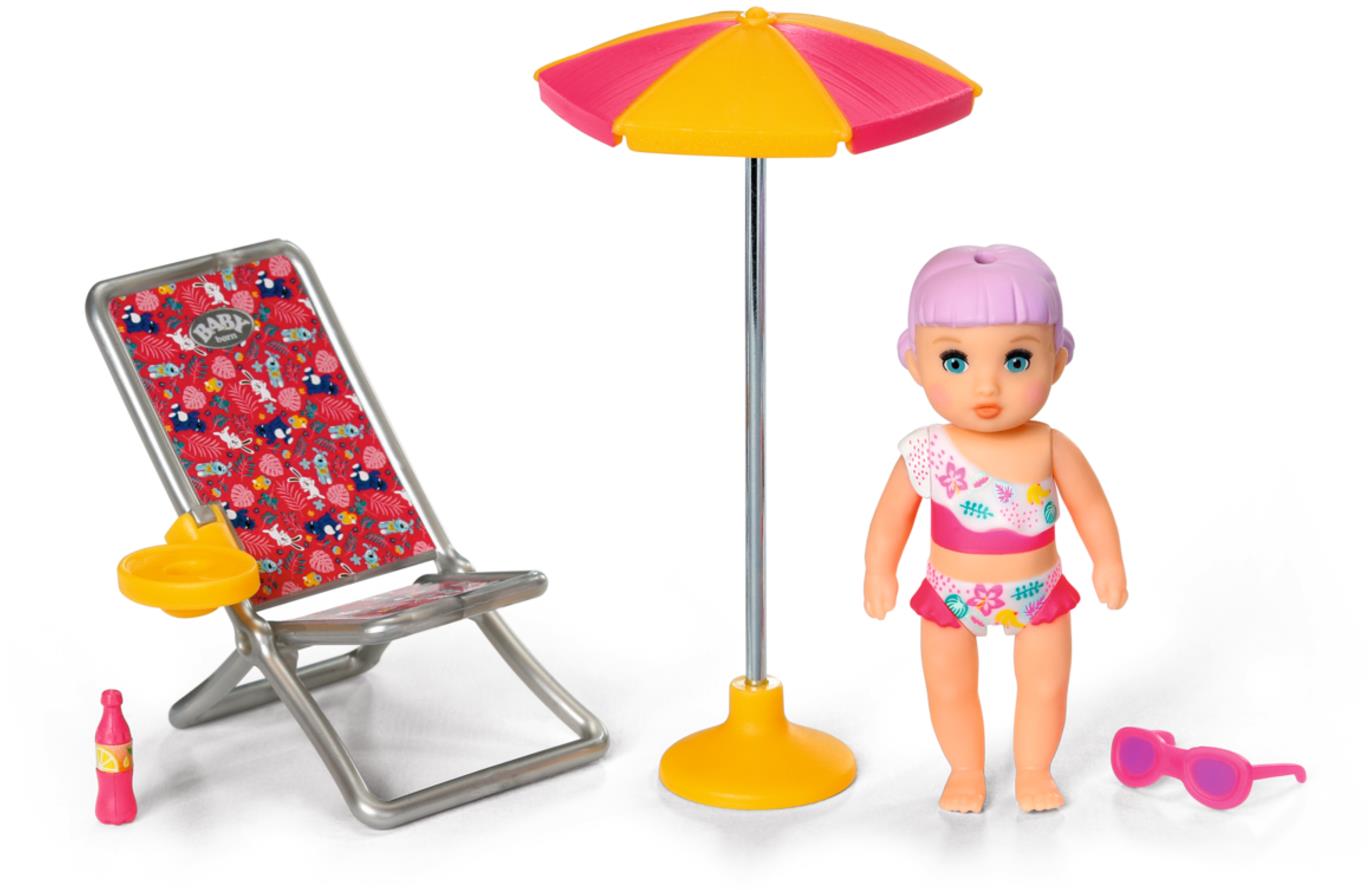 BABY born Minis Sada s lehátkom, slnečníkom a bábikou