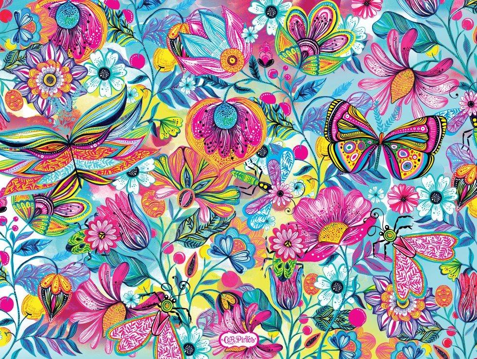 BLUEBIRD Puzzle Zvieratá – Kvety a motýle 1000 dielikov