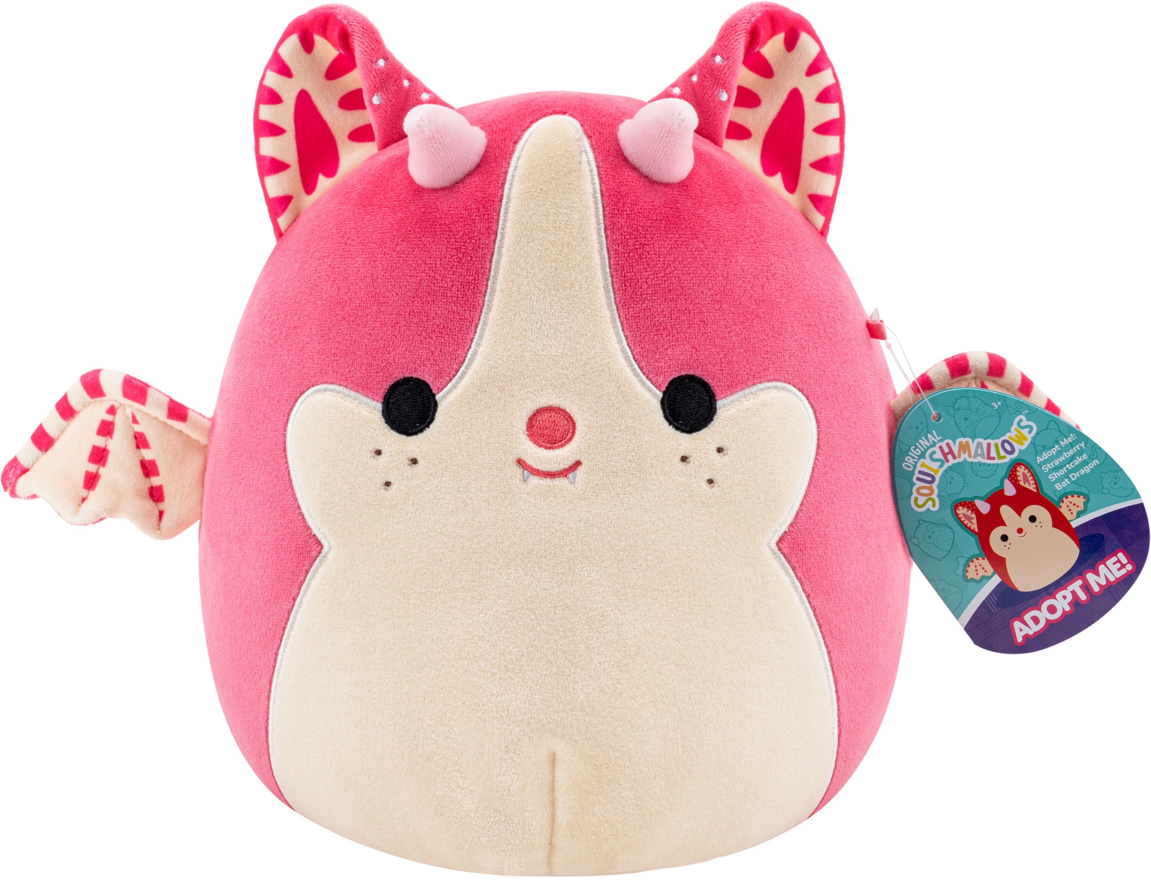 Squishmallow 20 cm Adopt Me Squishmallow – jahodový „shortcake“ netopierí drak