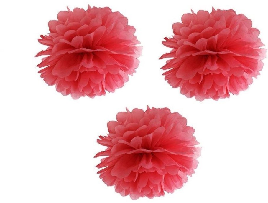 Partydeco Papierový brmbolec 25 cm červený 3 ks