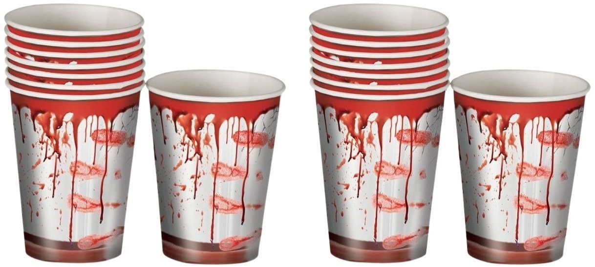 GUIRCA Papierové tégliky krv/halloween 12 ks, 240 ml