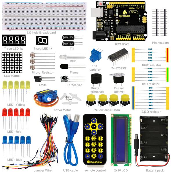 Keyestudio Arduino štartovacia súprava s Uno R3 pre Arduino začiatočníka