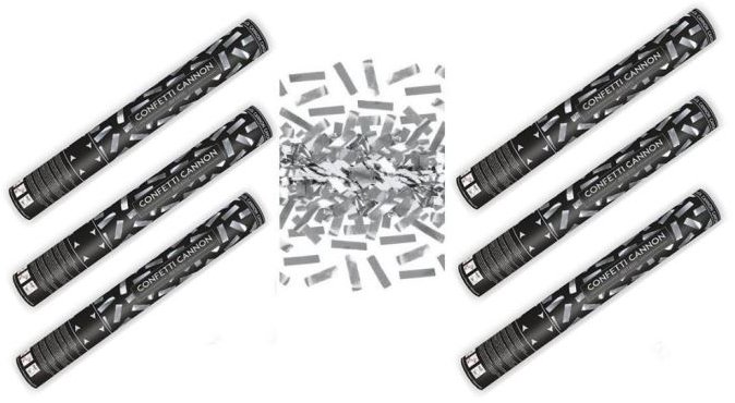 Párty konfety Sada 6 ks, 40 cm, strieborné metalické silvester