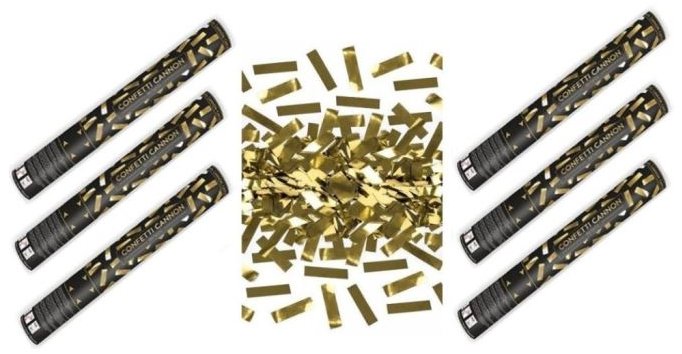 Párty konfety Sada 6 ks, 40 cm, zlaté metalické silvester