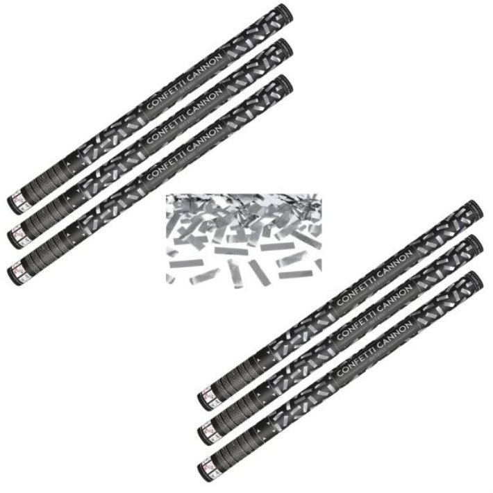 Párty konfety Sada 6 ks, 80 cm, strieborné metalické silvester