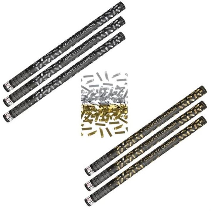 Párty konfety Sada 6 ks, 80 cm, zlaté strieborné metalické silvester