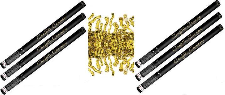 Párty konfety 80 cm – 6 ks zlaté stužky – hoblinky metalické – silvester