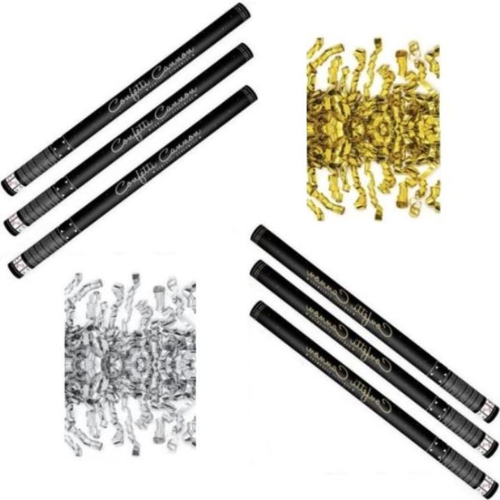 Párty konfety Sada 6 ks, 80 cm, zlaté strieborné stužky hoblinky metalické