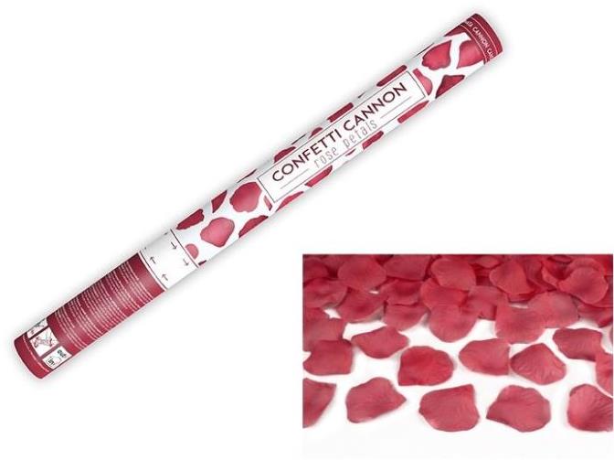 Párty konfety 60 cm – okvetné lístky – červené – svadba/valentín