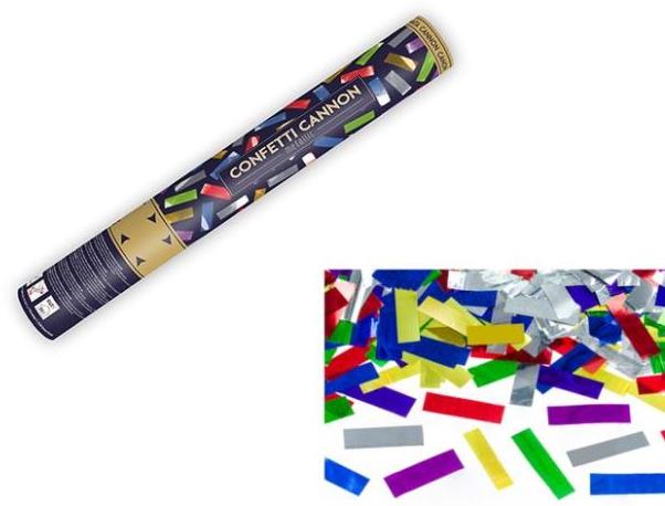Párty konfety cannon 40 cm metal mix