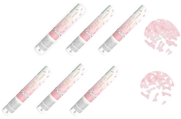 PARTYDECO Konfety svetloružové – penis/rozlúčka so slobodou 6 ks, 20 cm