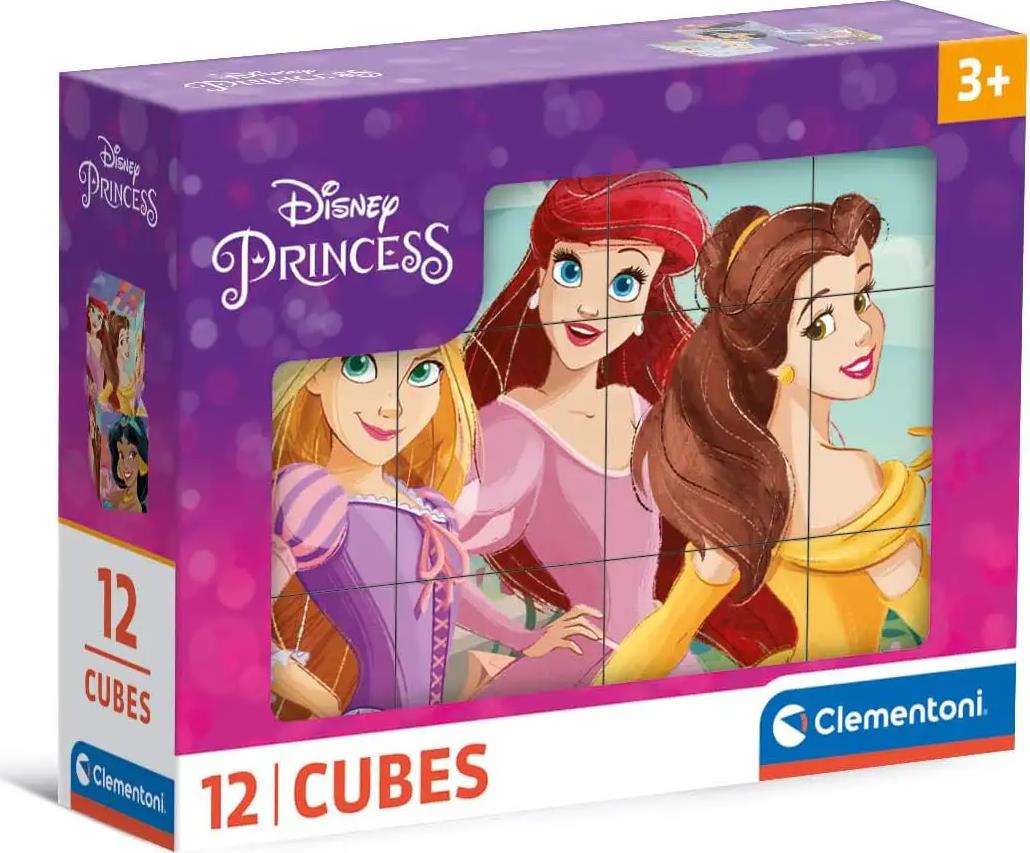 CLEMENTONI Obrázkové kocky Disney princezné, 12 kociek
