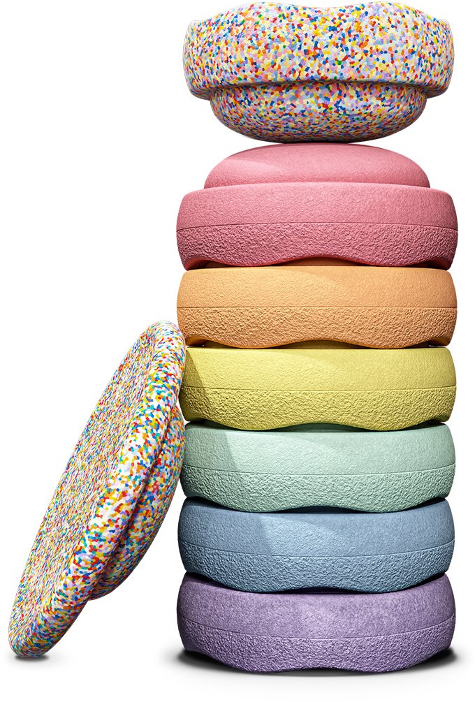 Stapelstein Rainbow Sada complete, 7 + 1, confetti pastel
