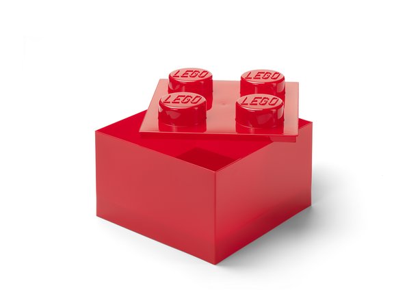 LEGO úložný box s vekom, priehľadne červený