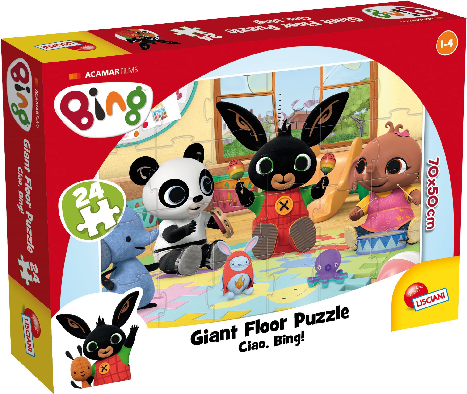 Lisciani Obrovské podlahové puzzle 24 silných dílků Bing: Ahoj, Bingu