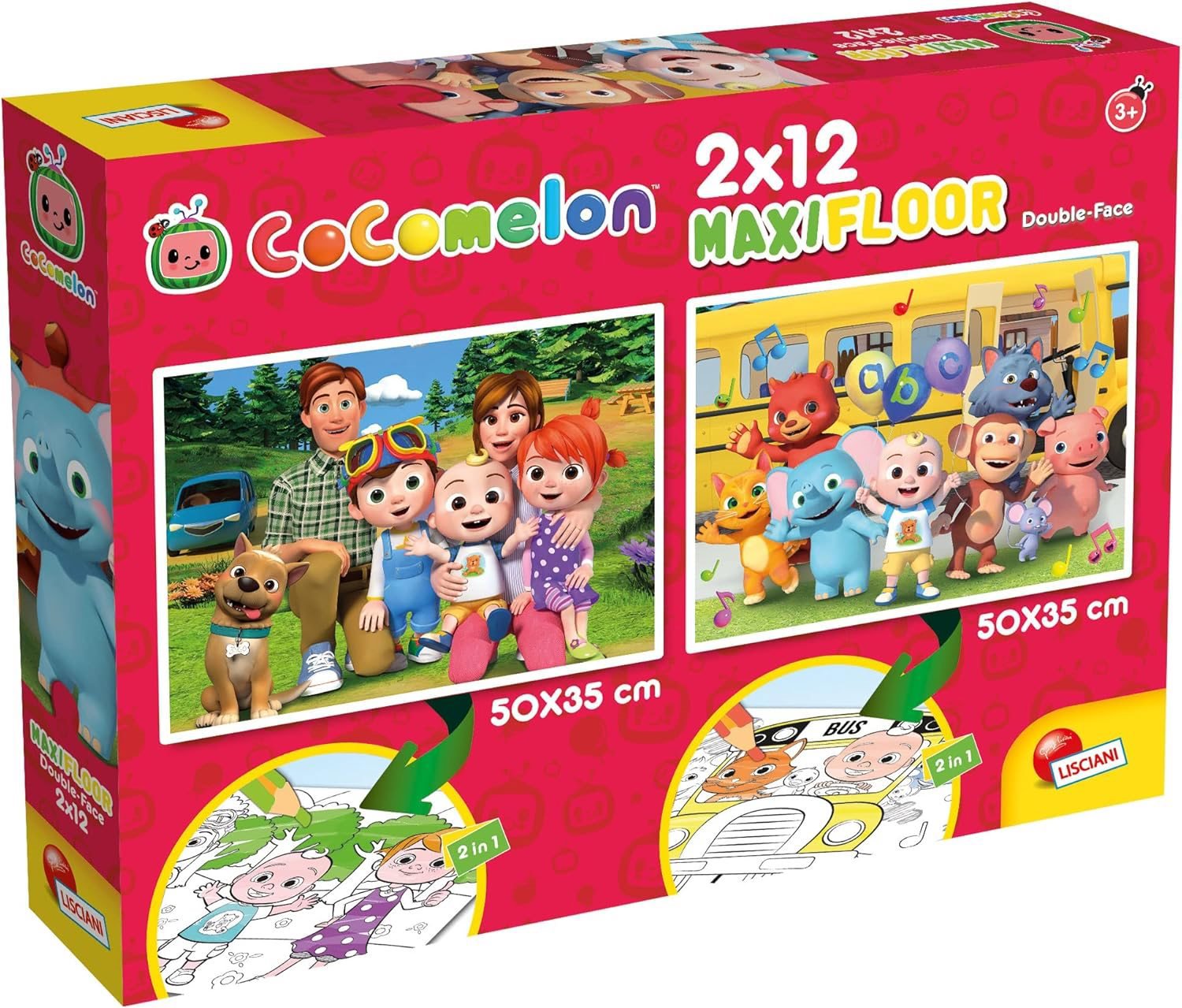 Lisciani Obojstranné puzzle MAXI 2 × 12 dielikov Cocomelon (s omaľovánkami)