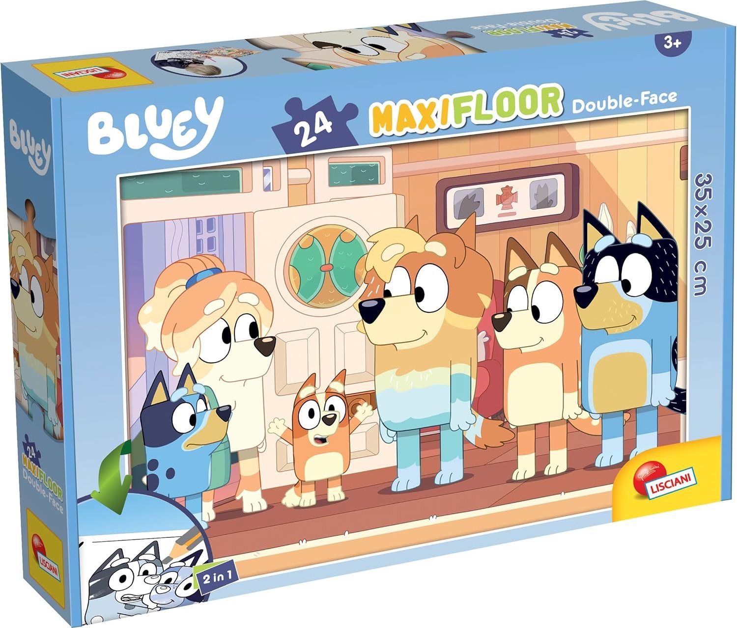Lisciani Obojstranné puzzle MAXI 24 dielikov Bluey (s omaľovánkou)