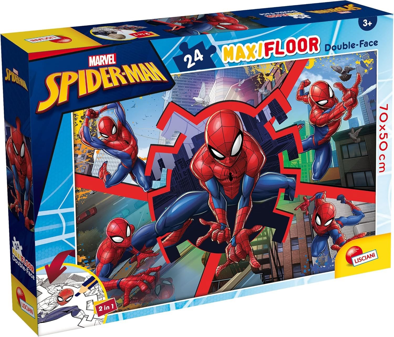 Lisciani Obojstranné puzzle MAXI 24 dielikov Spider-Man (s omaľovánkou)