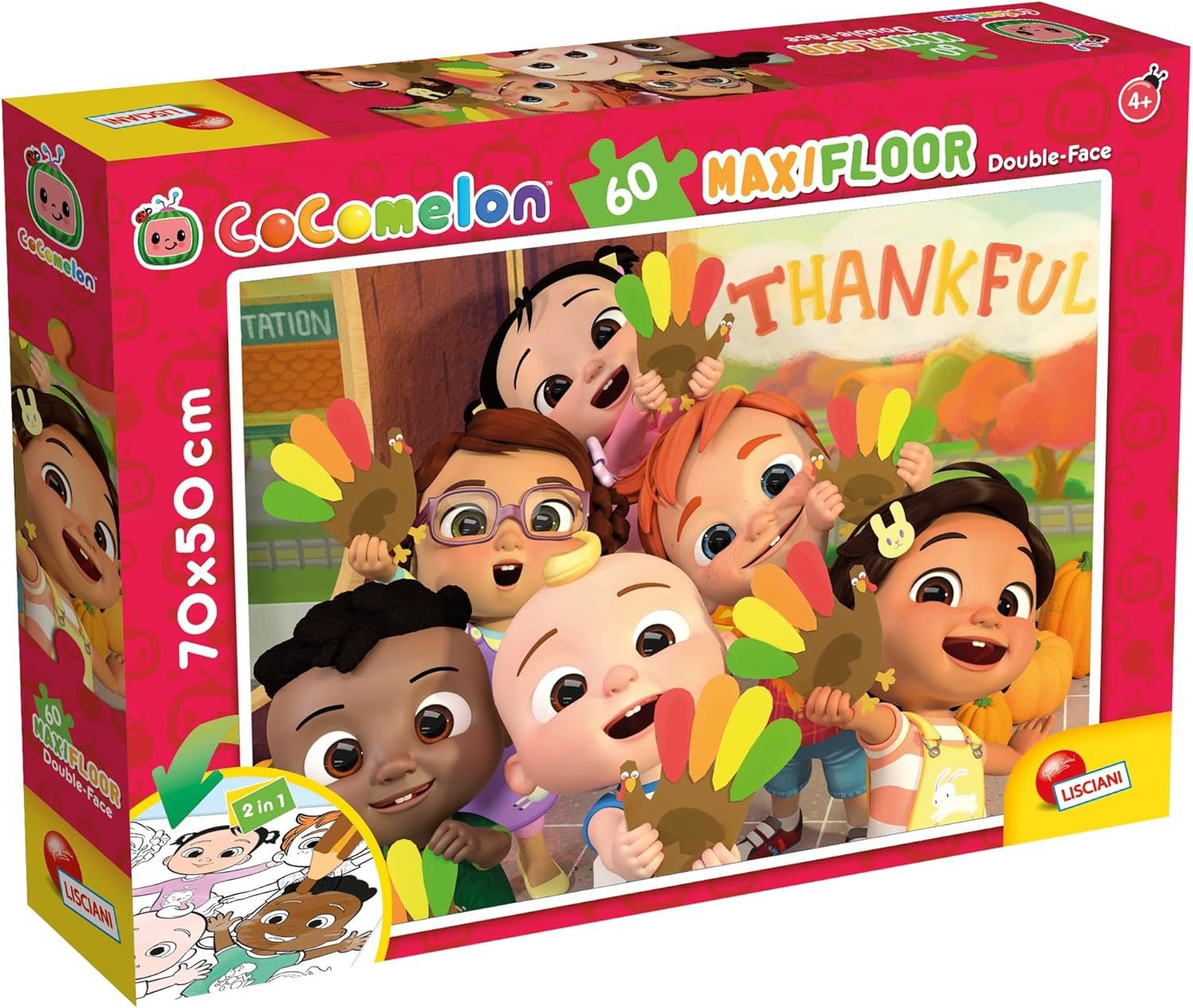 Lisciani Obojstranné puzzle MAXI 60 dielikov Cocomelon (s maľovankou)