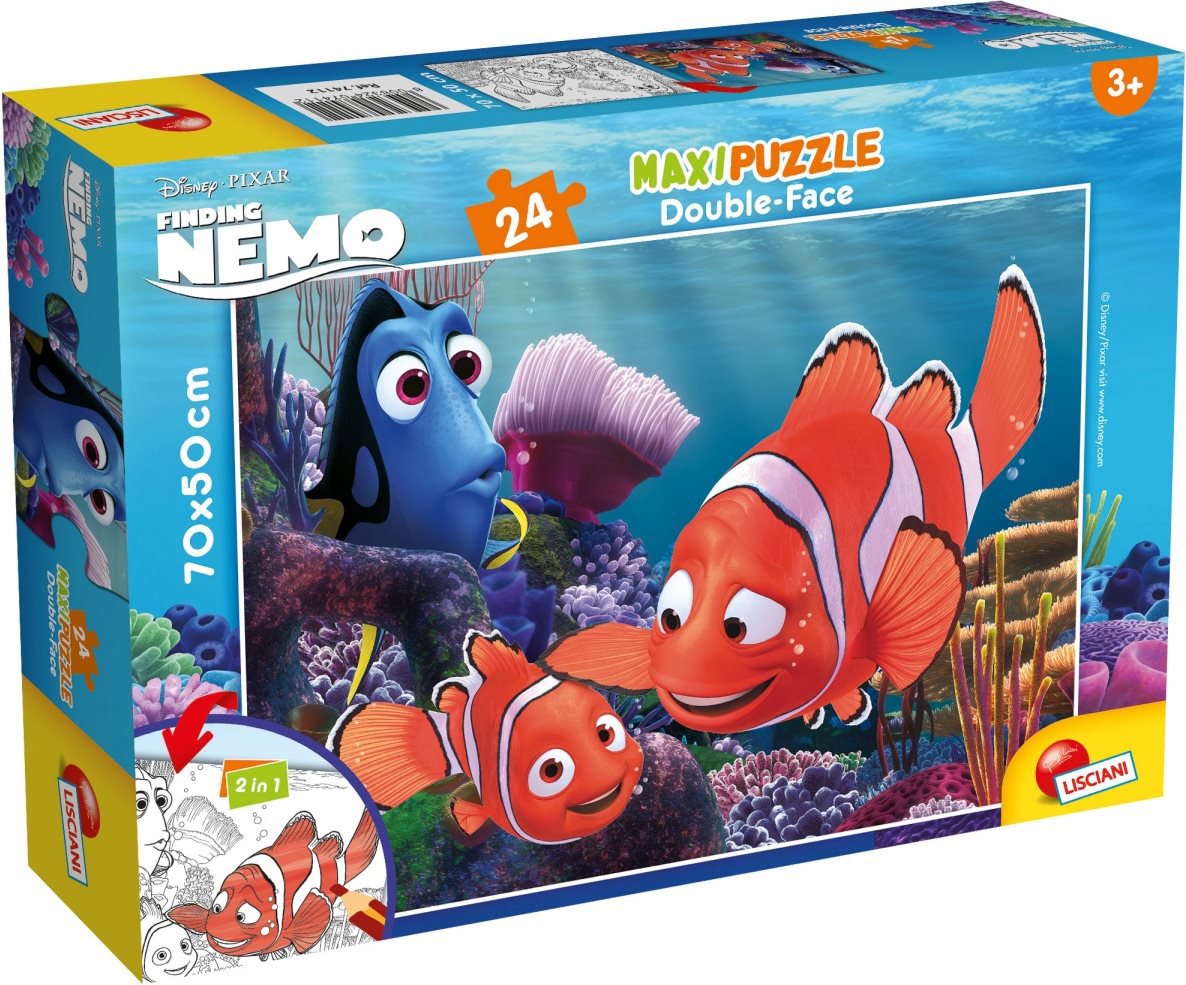 Lisciani Obojstranné puzzle MAXI 24 dielikov Hľadá sa Nemo (s omaľovánkou)