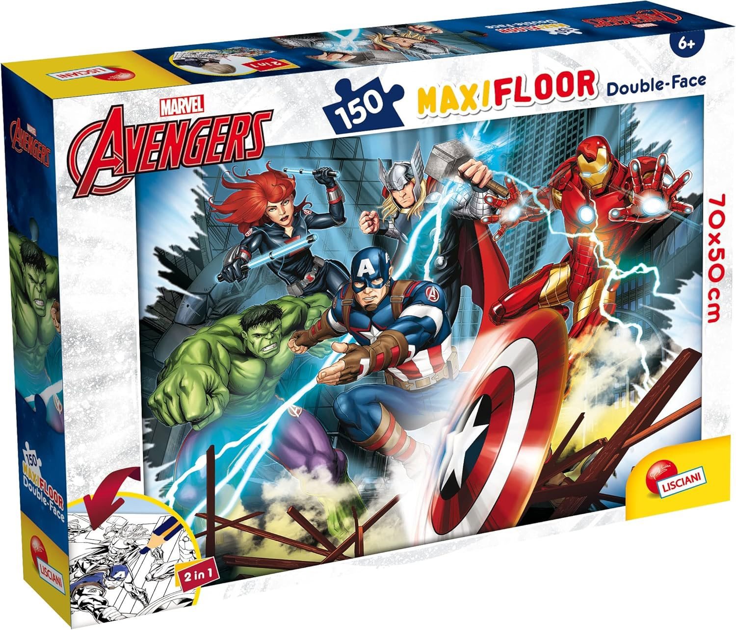 Lisciani Obojstranné puzzle MAXI 150 dielikov Marvel Avengers (s maľovankou)