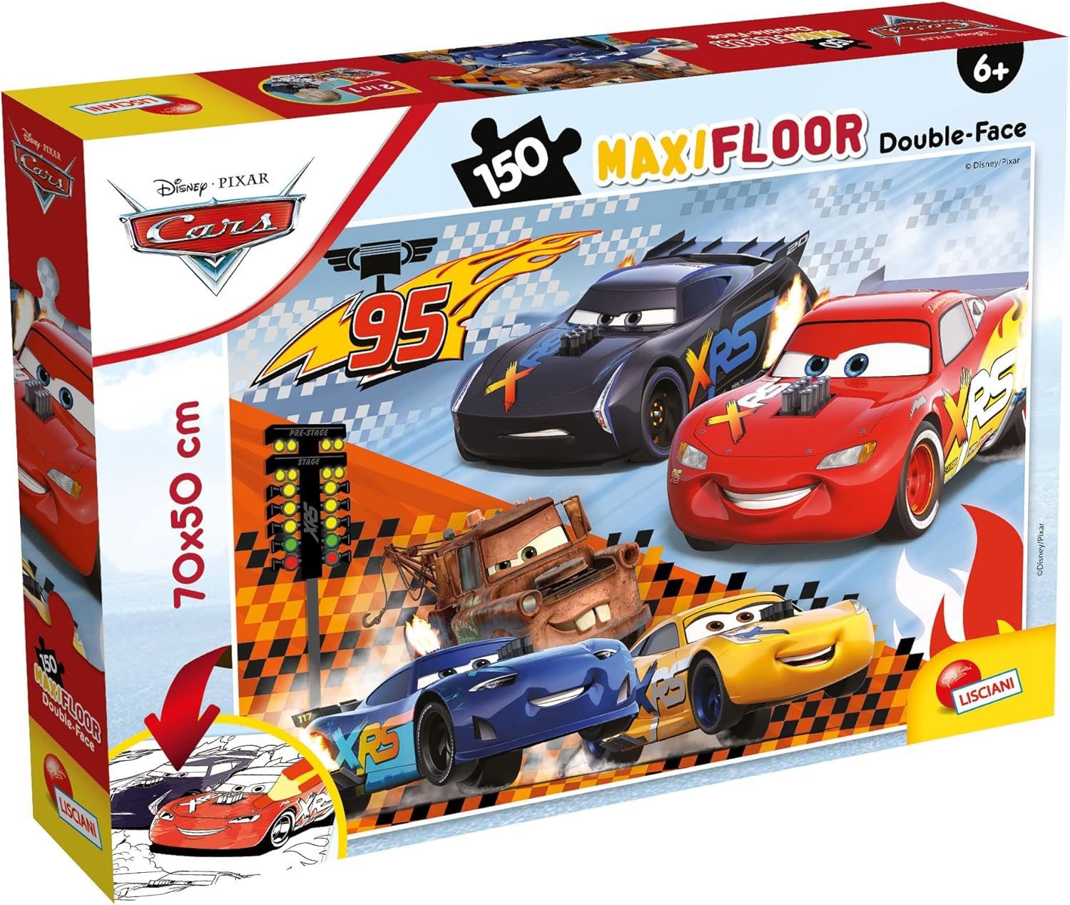 Lisciani Obojstranné puzzle MAXI 150 dielikov Cars – Autá (s omaľovánkou)