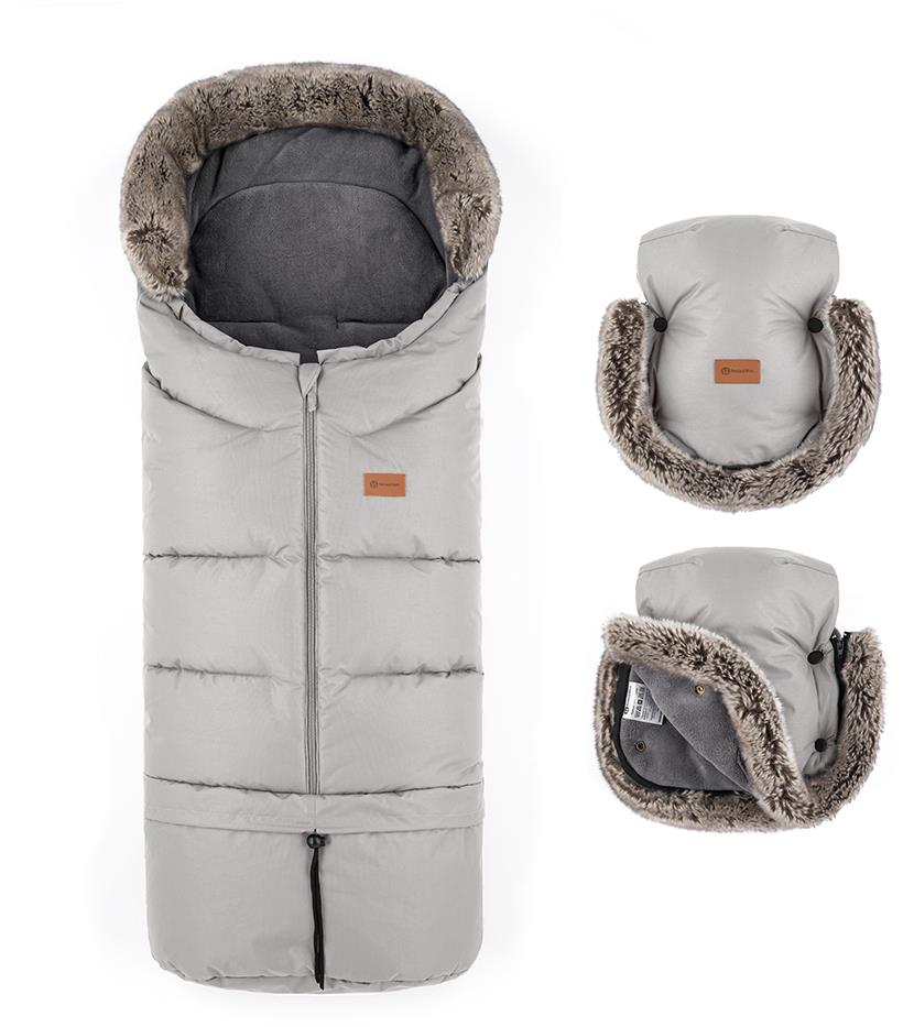 PETITE&MARS Súprava fusak Arctic 4 v 1 + rukavice na kočík Furry Champagne Shower