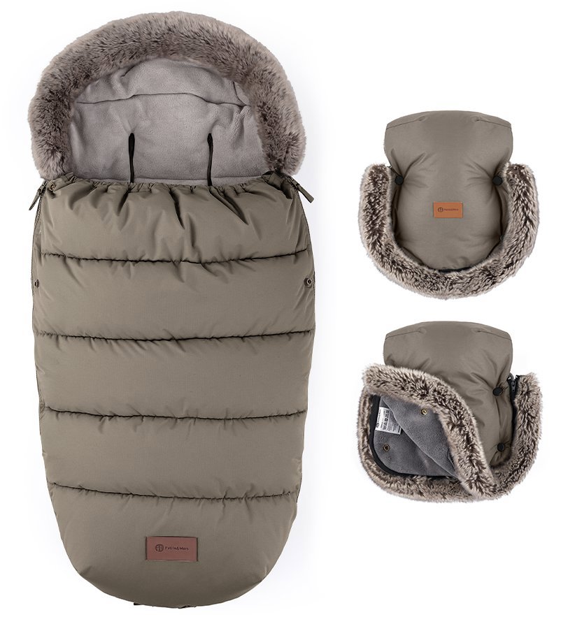 Petite & Mars Súprava fusak Comfy 4 v 1 + rukavice na kočík Furry Mocha Mousse