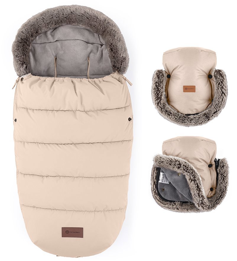 Petite & Mars Súprava fusak Comfy 4 v 1 + rukavice na kočík Furry Rose Petal