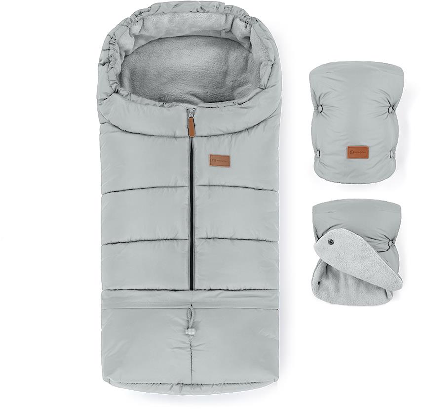 Petite & Mars Súprava fusak Jibot 3 v 1 + rukavice na kočík Jasie Quiet Grey