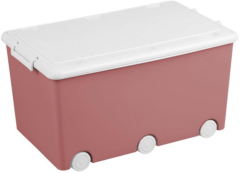 TEGA BABY Viacúčelový box na hračky ružový