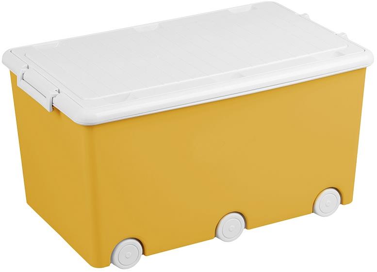 TEGA BABY Viacúčelový box na hračky žltý