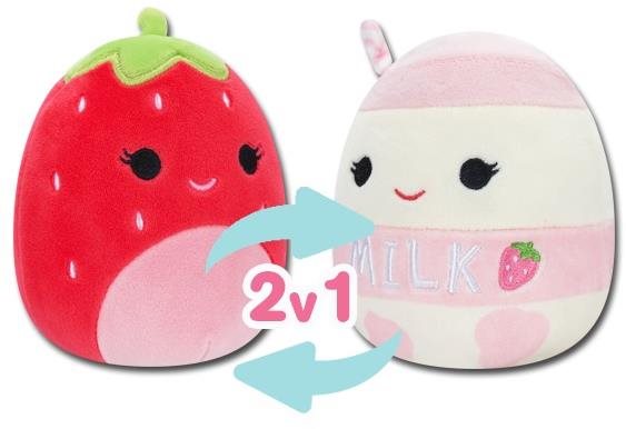 Squishmallows 2 v 1 jahoda Scarlet a jahodové mlieko Amelie