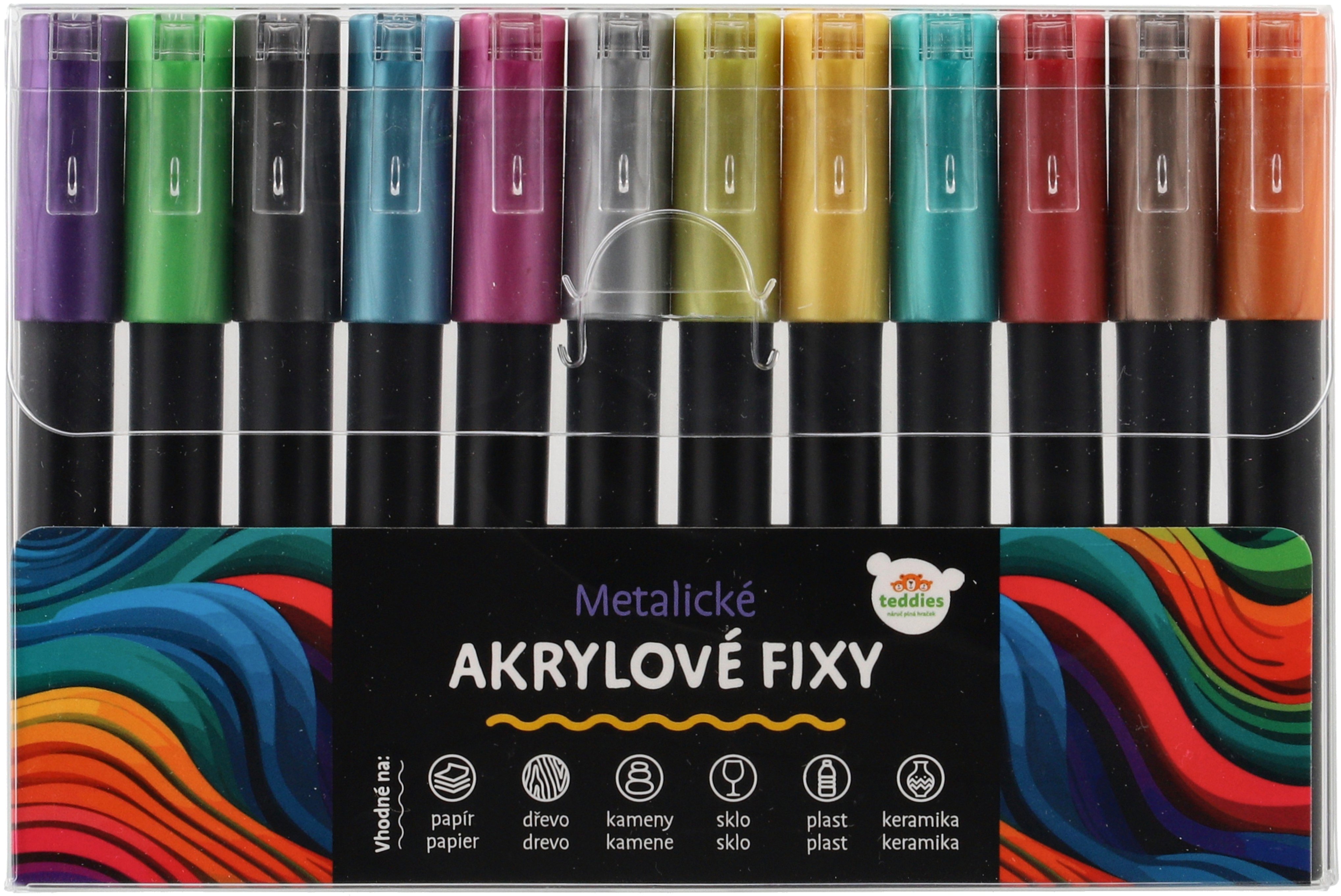 Teddies Fixky akrylové metalické 12 ks