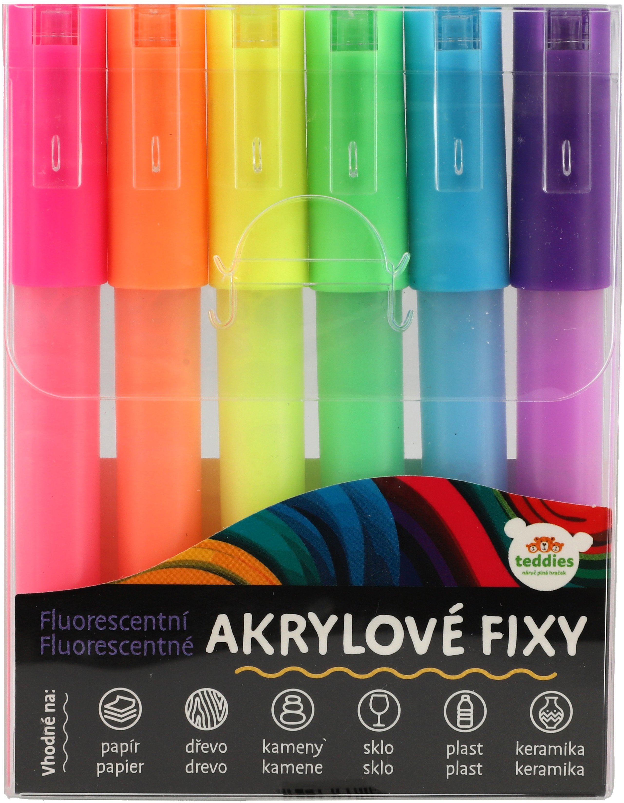 Teddies Fixky akrylové fluorescenčné 6 ks