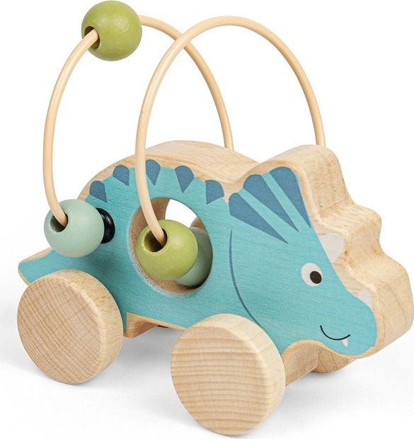 Bigjigs Toys Triceratops na kolieskach s korálkami