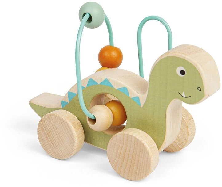 Bigjigs Toys Diplodokus na kolieskach s korálkami