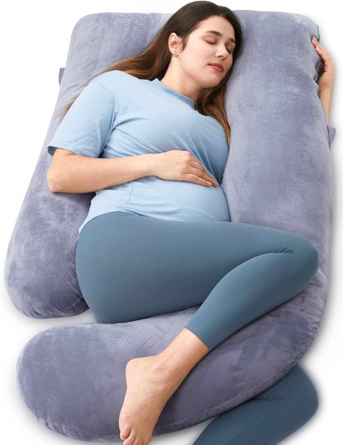 Momcozy U Shaped Pillow Velvet Dark Grey