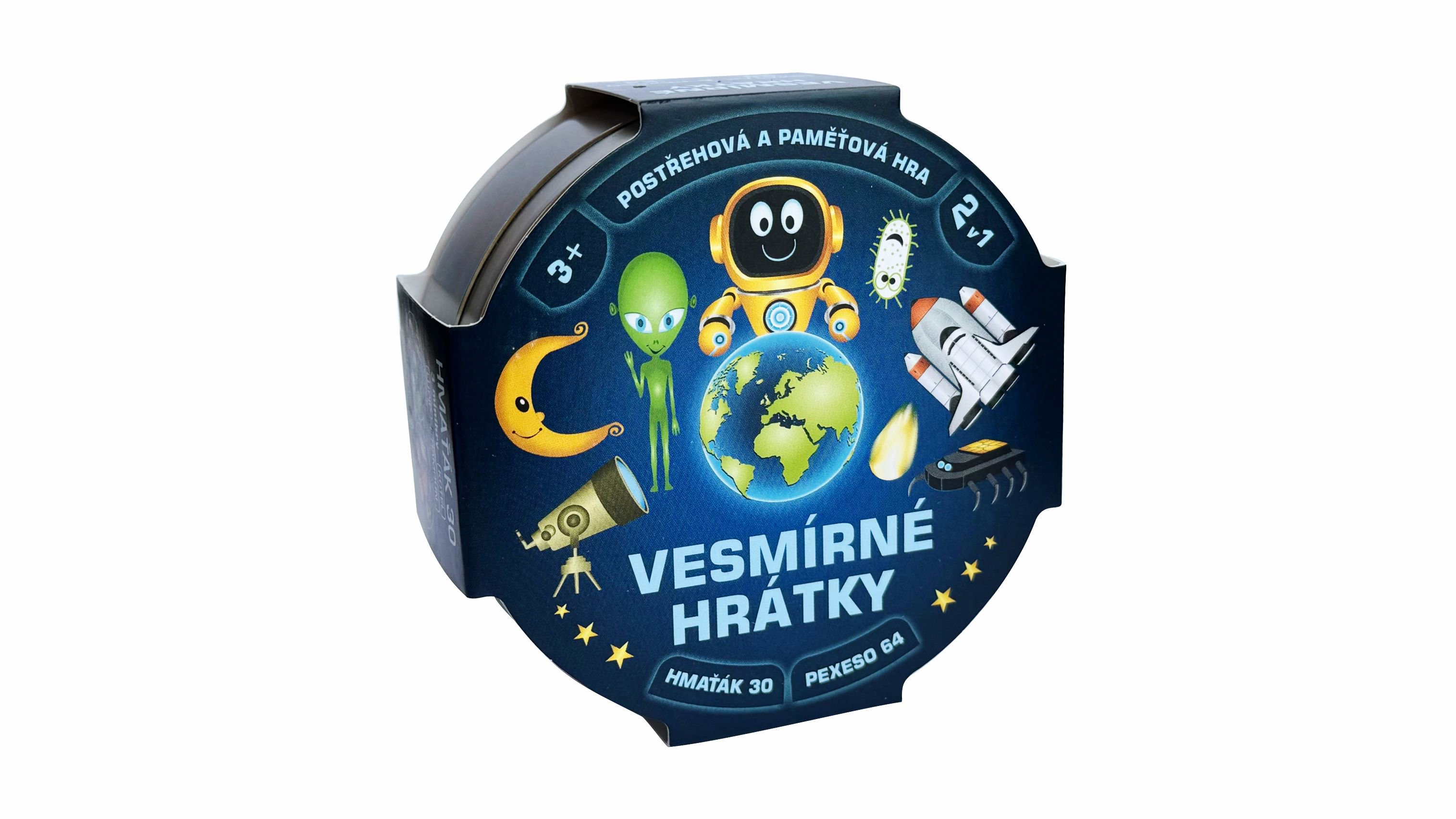 Vesmírne hrátky 2 v 1 v plechovej krabičke 10 × 4 cm