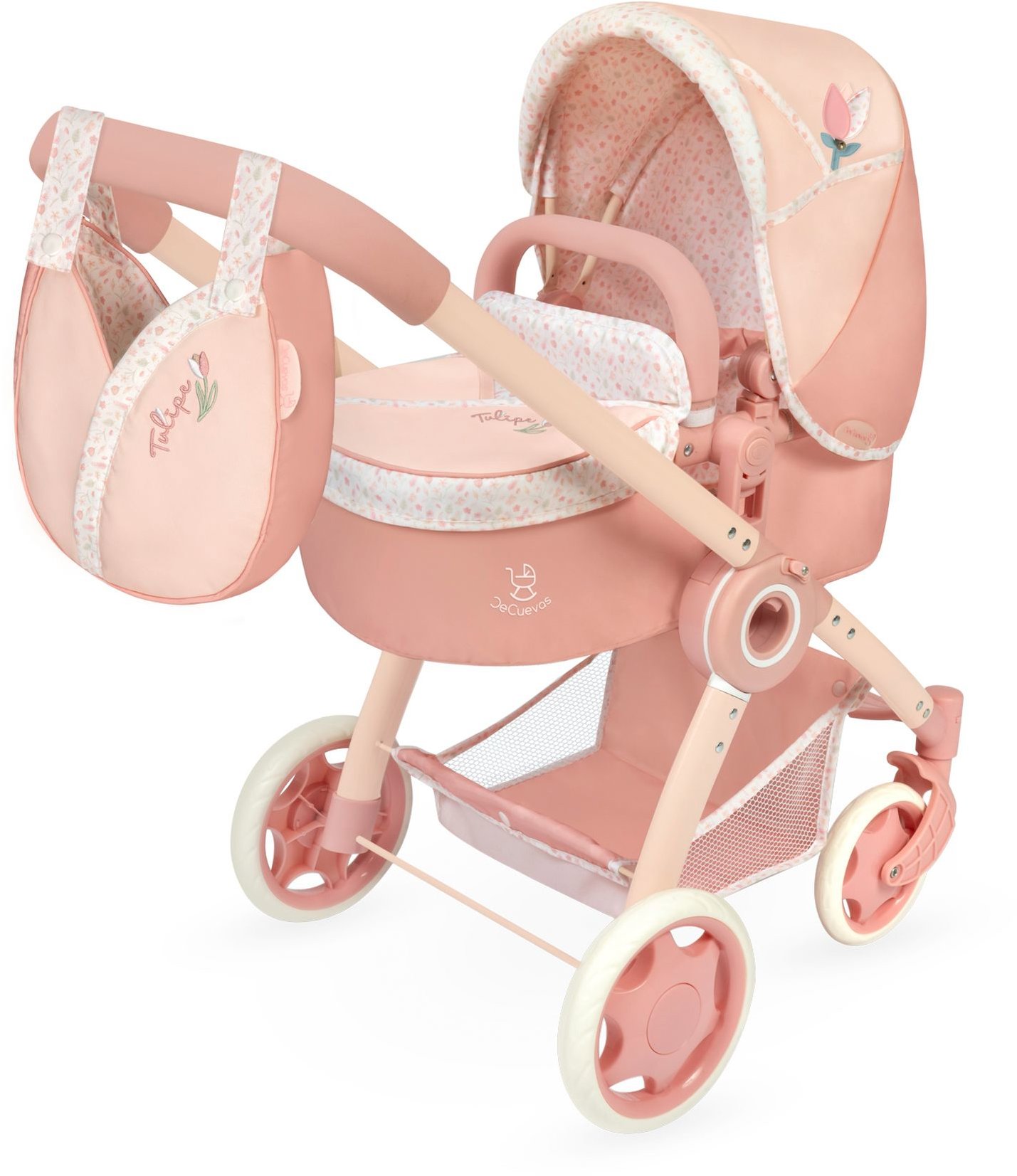 DeCuevas 80574 Skladací kočík 3 v 1 s taškou Tulipe 2025 – 70 cm