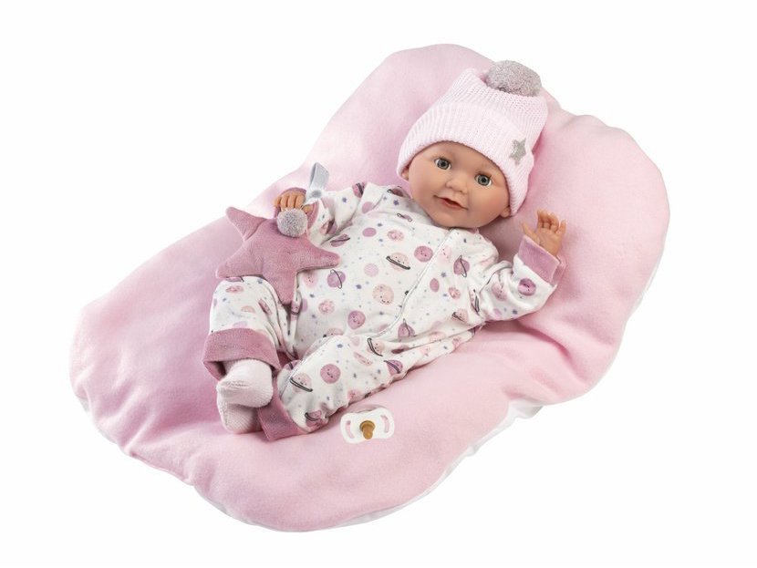 Llorens 74132 New Born – žmurkacie reálne bábätko so zvukmi a mäkkým látkovým telom – 42 cm