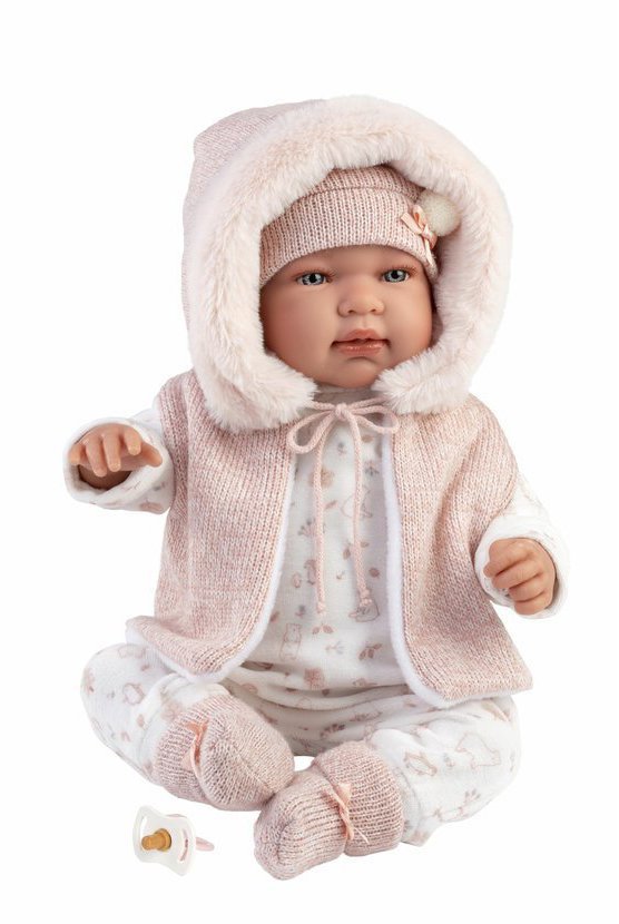 Llorens 84486 New Born – reálne bábätko so zvukmi a mäkkým látkovým telom – 44 cm