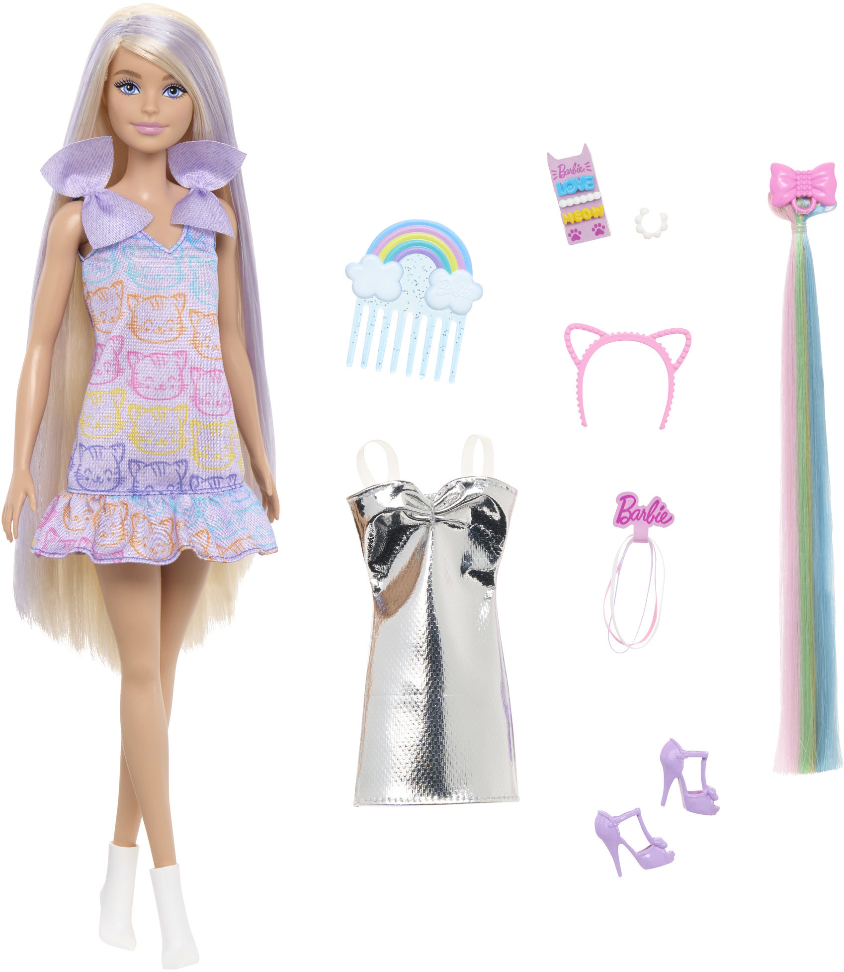 Barbie Parádnica s vlasovými doplnkami a oblečením