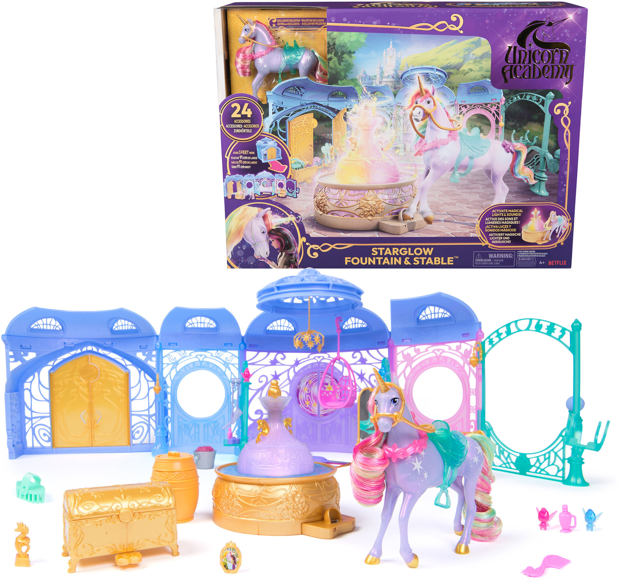 Unicorn Academy Veľká rozložiteľná stajňa so zvukmi a s Wildstar