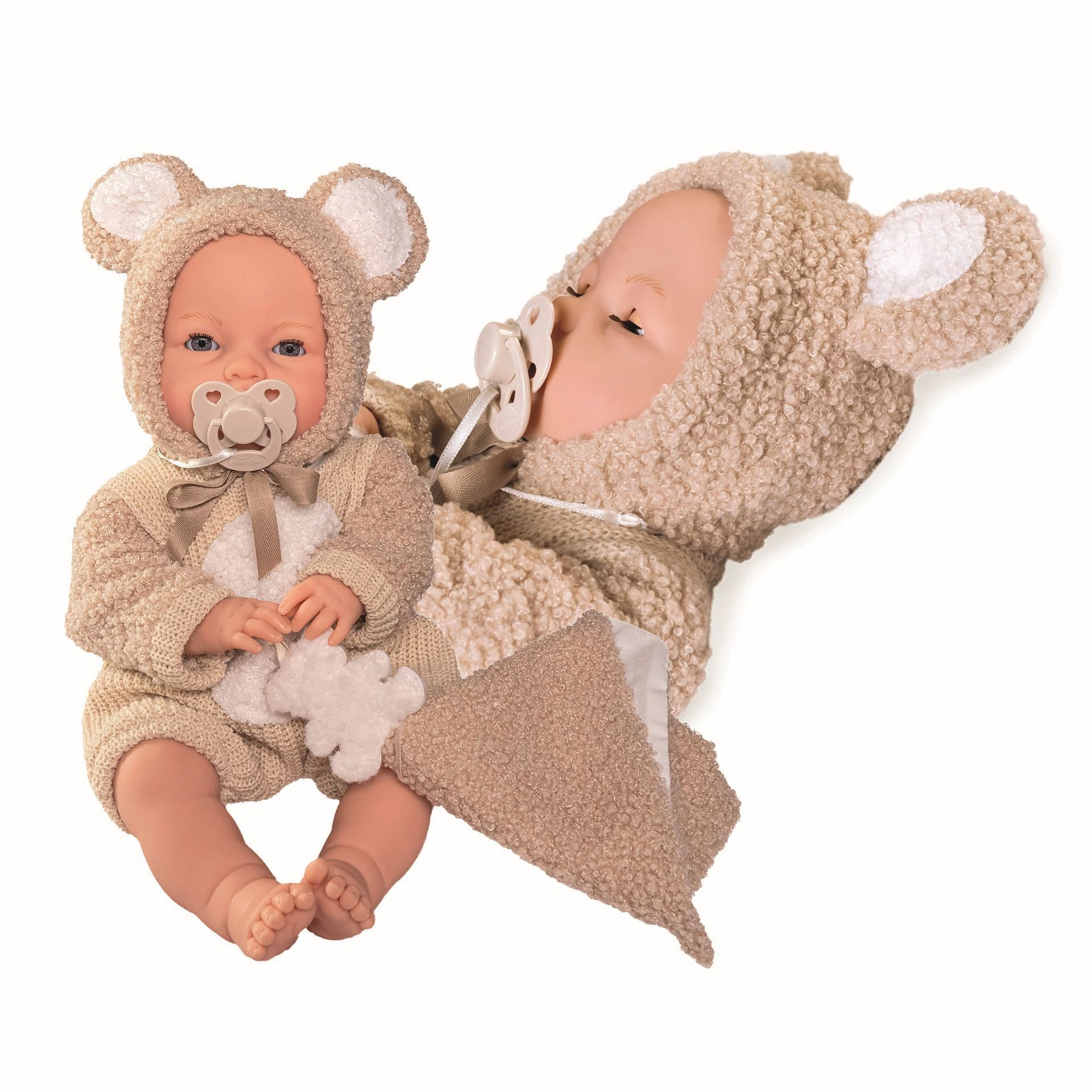 Antonio Juan 14364 Bimba – žmurkajúce bábätko so zvukmi a mäkkým látkovým telom – 37 cm